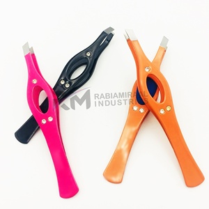 RMI Trending Product 4 Pieces Stainless Steel Powder Coated Eyebrow Slant Straight Pointed Slant Tip Tweezers - Product Image 3