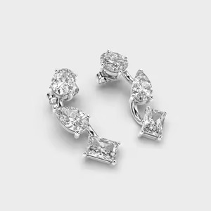 High Demand 18K Moissanite Oval, <b>Emerald</b>, Pear Cut Diamond <b>Stud</b> Earrings Delicate Everyday Sparkle Brilliant Certified Birthday - Product Image 5