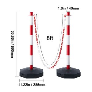 Adjustable 8FT <b>Chain</b> Traffic Delineator Post Cones 4 Pack Traffic <b>Safety</b> Barrier with Fillable Base 'C' Traffic Warning Products - Product Image 5