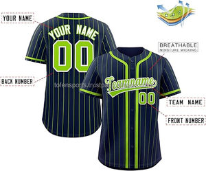 Camiseta de béisbol unisex personalizada, rayas azul marino y verde, estampado sublimado, transpirable, manga corta, nombre del equipo para adultos 00 - Product Image 2