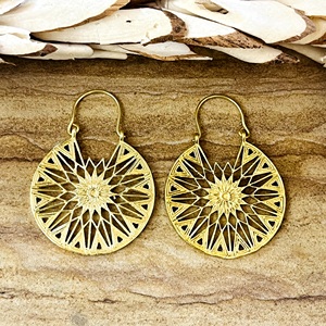 Nuevos Aretes de Aro Boho Mandala, Estilo Bohemia Tribal, de Latón, para Mujer, Chapados en Oro de 18k, Filigrana Geométrica, para Fiesta, Venta al por Mayor/OEM/ODM - Product Image 1
