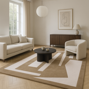 Tapis esthétiques de qualité supérieure, tapis tuftés à la main, ensembles de tapis doux abstraits pour la maison, tapis tuftés à poils longs marron et beige - Product Image 6