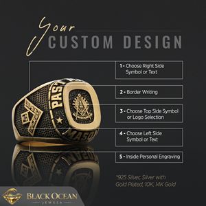 แหวนเมสัน BOJ รุ่น 029 แหวนสั่งทำพิเศษสำหรับทุกเพศ แหวนตราประทับฟรีเมสันแบบปรับแต่งได้ แหวนตราประทับมาสเตอร์เมสันเท็กซัส ฮิปฮอป สีเงิน ราคาประหยัด - Product Image 3