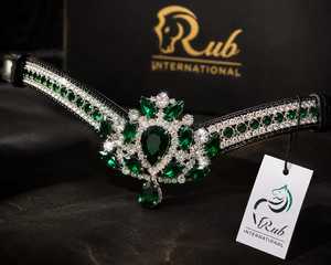 En gros Rub International Frontlet de cheval en cuir véritable de luxe avec strass en cristal, clous dorés personnalisés et diamants étincelants - Product Image 1