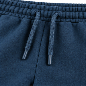 Custom Dark Blue Fleece <b>Jogger</b> Pants <b>White</b> Curved Contrast Panel Design Elastic Waist Ribbed Cuffs Wholesale OEM Clothing - Product Image 6