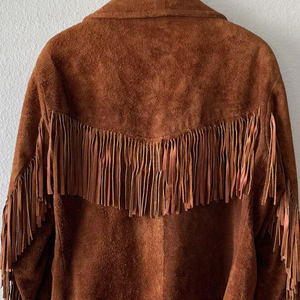 Custom Western style jacket Turn Down Collar Rivet Decor <b>Ladies</b> Fringe Tassel <b>Coat</b> Real Sheepskin Women <b>Suede</b> Leather Jacket - Product Image 6