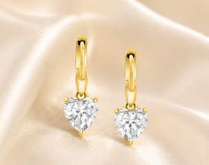 Boucles d'oreilles clous cœur en argent sterling 925 plaqué or pour femme, bijoux minimalistes tendance, cadeau fait main, vente chaude - Product Image 5