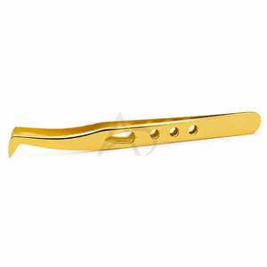 Pince à cils ronde à manche dentelé en acier inoxydable, personnalisable avec logo, instrument de beauté résistant à la transpiration pour extensions de cils - Product Image 5