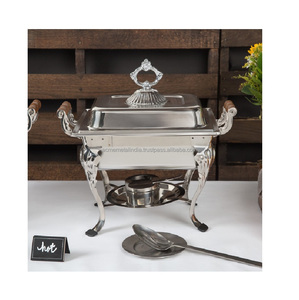 Calentador de alimentos Chafing Pot en acero inoxidable con acabado de plata y oro de lujo Perfecto para fiestas de hoteles y restaurantes - Product Image 1