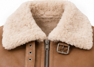 Blouson Bomber en Cuir Véritable pour Femme, Hiver, Manches Longues, Doublure Fourrure, Fermeture Éclair, Imperméable, Léger, Col Montant, Style Décontracté - Product Image 4