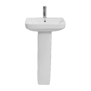 Ensemble lavabo sur pied SANSO CAPRI, luxe moderne, ovale, blanc brillant, en céramique, pour hôpital, chambre, salle de bain, salle à manger, garantie 5 ans - Product Image 1