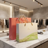 Sac en papier kraft de luxe robuste fait main avec design imprimé personnalisé et poignées torsadées renforcées pour l'emballage de montres