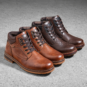 Botas de Tobillo para Hombre, de Cuero Genuino, Punta Redonda, con Cordones, Suela de Goma Antideslizante, Entresuela de EVA, Estilo para Todas las Temporadas, OEM, Personalizables - Product Image 6