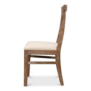 Chaise de salle à manger minimaliste en bois massif avec accoudoirs et assise rembourrée en tissu pour restaurants, hôtels et intérieurs commerciaux - Product Image 3