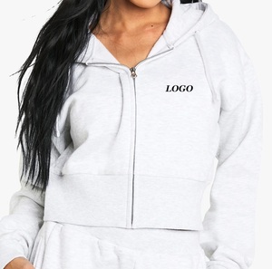 <b>plain</b> Blank <b>Black</b> Color Winter Autumn Zipper Up Drop Shoulder <b>Hoodie</b> Knitted Plus Size Full Zip Hooded For Girls OEM ODM Service - Product Image 5