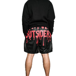 Men's Black Dripping Red Print <b>Athletic</b> Shorts Quick Dry Elastic Waist Sporty Short Shorts - Product Image 2