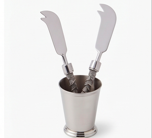 Designer Leaf Handle <b>Cheese</b> <b>Knife</b> <b>Set</b> In Stainless Steel Elegant Silver Flatware For Home Kitchen Dining And Serving Use - Product Image 3