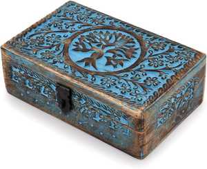 Boîte en bois artisanale gravée, design floral incrusté, décoration de table antique, cadeau artisanal - Product Image 6
