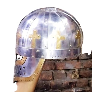 Medieval Viking Helmet Cross Design Handmade Polished Mild Steel Sports Cosplay Halloween Anniversary Fashion Reenactment Armor - Product Image 1
