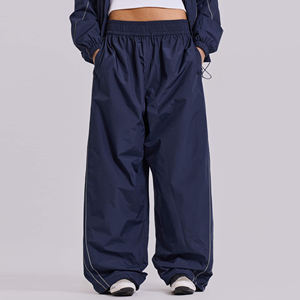 Conjunto Deportivo de Dos Piezas para Mujer, 100% Algodón, Elástico, Cuello en V, Estilo Hip Hop, Forro Polar, Transpirable, para Invierno - Product Image 3