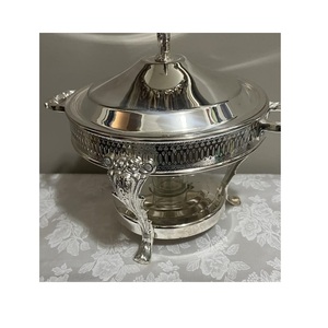 Plat de service de luxe en métal, chauffe-plat rond en acier inoxydable pour buffet - Product Image 2