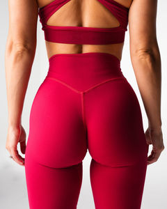 Leggings Deportivos Personalizados Color Rojo Rubí, Corte Ajustado, Cintura Alta, Nuevos y a la Moda para Gimnasio - Product Image 3