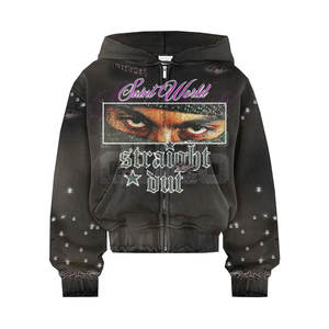 Sudadera con Capucha de Alta Calidad para Hombre, Estilo Urbano, con Logotipo Estampado en Espuma, Talla Grande, Ropa de Invierno de Algodón, Estilo Y2K, Diseño con Efecto Desgastado - Product Image 2