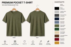 Men's 180 GSM Premium Cotton <b>Pocket</b> T-<b>Shirt</b> Blank Solid Plain Short Sleeve Crew Neck Casual Regular Fit Soft Breathable Durable - Product Image 5