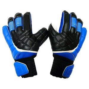 Gants de gardien de but de football pour hommes adultes de haute qualité professionnels en cuir noir avec logo rouge, blanc et bleu, articles de sport multicolores - Product Image 3