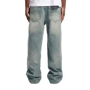 Servicio OEM: Pantalones vaqueros holgados de cintura alta para hombre, estilo urbano, de tela gruesa, personalizados, vintage, de pierna ancha, con lavado a la piedra - Product Image 1