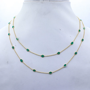 Collar de Plata de Ley 925 con Esmeralda Natural y Baño de Oro Rosa, Hecho a Mano, Moderno, para Mujer, Regalo para Bodas y Fiestas - Product Image 5