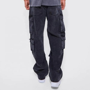 Jean en toile ample pour homme, coupe décontractée, taille mi-haute, multi-poches, respirant, léger, style vintage, vente en gros sur mesure - Product Image 3