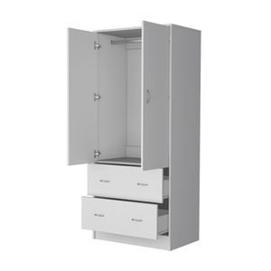 Armadio FM Furniture Wenden Bianco con 2 Cassetti, 2 Ante e Asta Appendiabiti, Offre Ampio Spazio di Archiviazione - Product Image 5