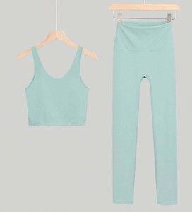 Soutien-gorge de yoga sportif 2 pièces pour femme en polyester/coton, sans coutures, coupe-vent, respirant, léger, extensible dans quatre directions, taille élastique - Product Image 2