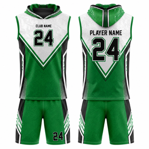 Conjunto de Uniforme de Baloncesto Personalizado MEGAMAPLE, Sublimado, Verde, Negro y Blanco, Talla 24, Transpirable, Unisex, para Adultos, de Poliéster, en Existencia - Product Image 1