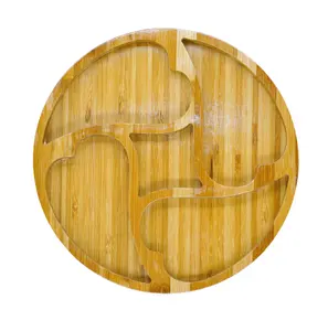 Деревянная бамбуковая тарелка для хранения фруктов, поддон для украшения, Бамбуковая круглая тарелка, поднос для хлеба, кофе, чая, поднос для фруктов для дома