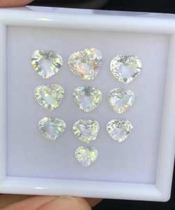 Natural Rainbow Moonstone Heart Shape Faceted Blue <b>Flash</b> Calibrated Small Gems For Jewelry Making Supply - Product Image 4