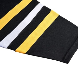 Wholesale Men's Ice Hockey Jersey Blank Practice Sportswear With Lace-up Collar in Black and Yellow Stripes - Product Image 5