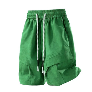 Men's Black <b>Cargo</b> <b>Shorts</b> Mid Waist Drawstring Quick Dry Polyester Casual <b>Shorts</b> With Pockets - Product Image 3
