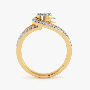 Yellow Gold Round Lab Grown Diamond Swirl Eye Cluster Ring - Product Image 3
