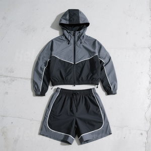 <b>Men's</b> Plus Size <b>Summer</b> Woven Reflective Windbreaker Suit Set Custom Logo Breathable Waterproof Nylon Sportswear - Product Image 2