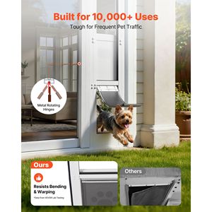 Porta per Cani Regolabile in Altezza per Finestre Scorrevoli in Vetro da 75 7/8" a 80 11/16" con Telaio in Lega di Alluminio e Cerniera Girevole - Accessori per Finestre - Product Image 4