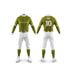 Camiseta de Béisbol Personalizada con Logotipo, Uniforme Verde Oliva y Blanco para Hombre, Talla Adulto, Poliéster Transpirable, Ropa Deportiva de Equipo - Product Image 2
