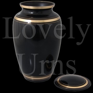 Wholesale dark pewter cremation urns with 2 gold bands in 3 sizes adult medium <b>keepsake</b> <b>memorial</b> ashes container - Product Image 2