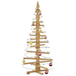 Sapin de Noël en bois de pin massif avec support, 59,06 pouces, brun, sapin de Noël en bois artisanal - Product Image 3