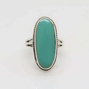 Bague ovale en turquoise, sertie de pierres précieuses, en argent 925, style classique, unisexe, à porter au quotidien - Product Image 6