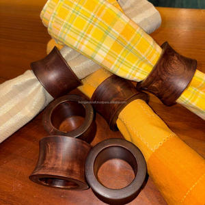 Ensemble d'anneaux porte-serviettes en bois de Sheesham concave, directement de l'usine |   Anneau de table en bois naturel pour restaurants et banquets - Product Image 4