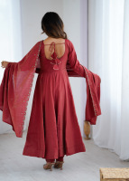 Robe Anarkali en soie Chanderi Roman Shimmer avec broderie de perles faite à la main, ensemble six-quinze Kali, broderie Jari évasée de quatre mètres, dupatta et pantalon