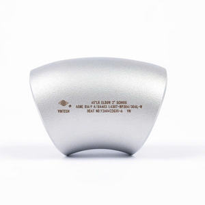 Coude en acier inoxydable sans soudure, soudé, à 45 degrés, à long rayon, à tête ronde, norme ASME B16.9 A SA403 - Product Image 1