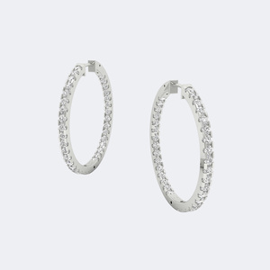 3.20CTW Round Cut Pave Set <b>Large</b> <b>Hoop</b> Diamond Earrings - Product Image 5